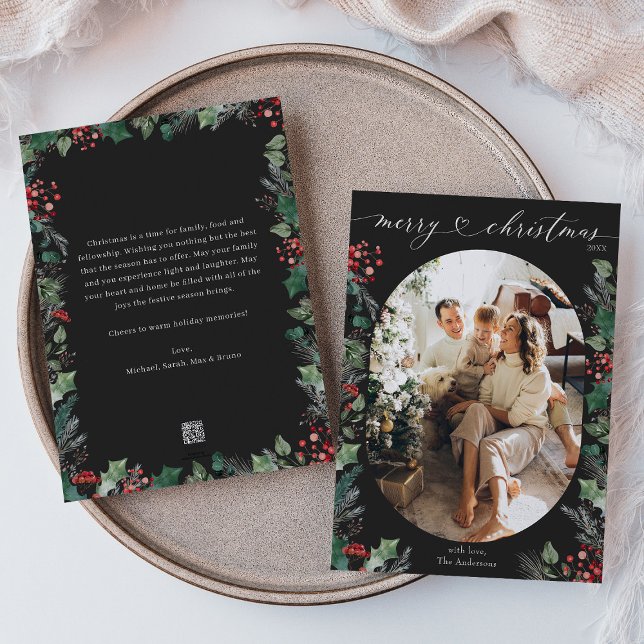 Message Botanique Charbon Joyeux Noël Carte (Créateur téléchargé)