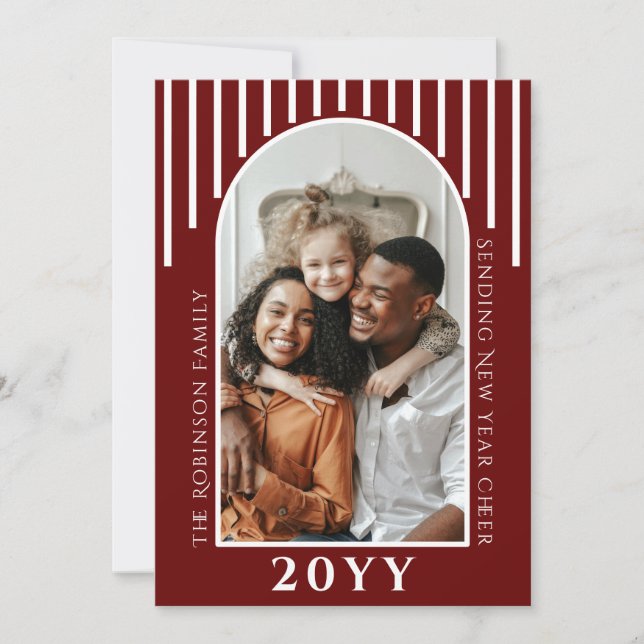 Message Carte photo moderne du Nouvel An sur le do (Devant)