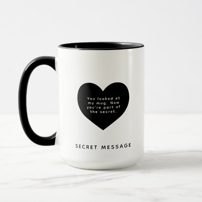 MESSAGE "Custom Text Black Heart SECRET" Tasse (Links)