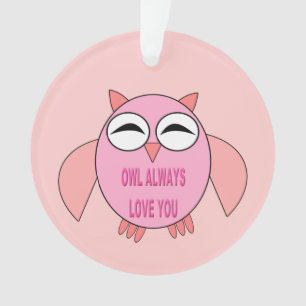 Message d'amour rose mou Chouette Ornement acryliq
