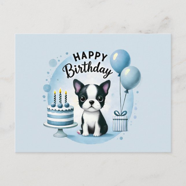Message d'anniversaire pour Boston Terrier – Carte (Devant)