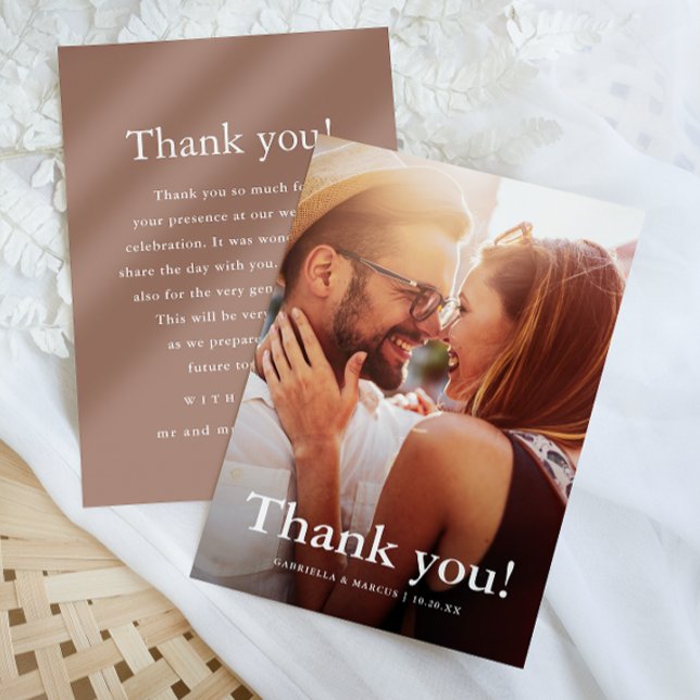 Message de Merci photo de Mariage Blush Rose chic (Créateur téléchargé)