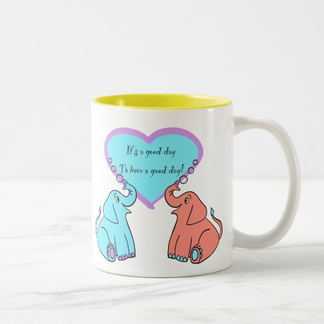 Message d'inspiration Mug de coeur éléphant (Droit)