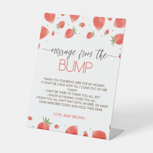 Message du Baby shower de fraises du panneau de vi (Recto)