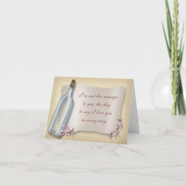 Message d'une bouteille ~ carte pour notes d'amour (Devant)