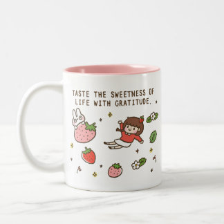 Message positif à la fraise et à la lapine Mug caf