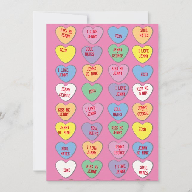 Messages personnalisés de Coeurs de bonbons Carte  (Devant)