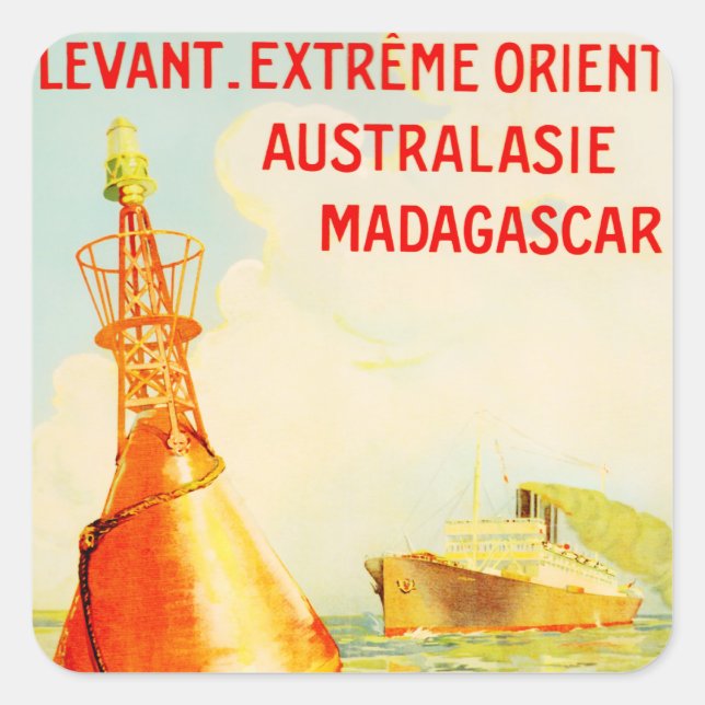 Messagries Maritimes ~ Bouy Quadratischer Aufkleber (Vorderseite)