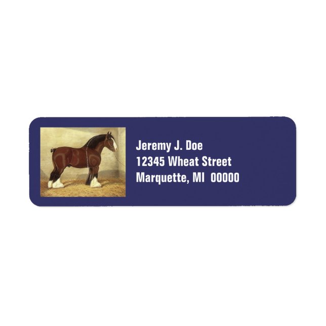 Messe Daze Clydesdale Entwurf Reitadresse Labels (Vorne)