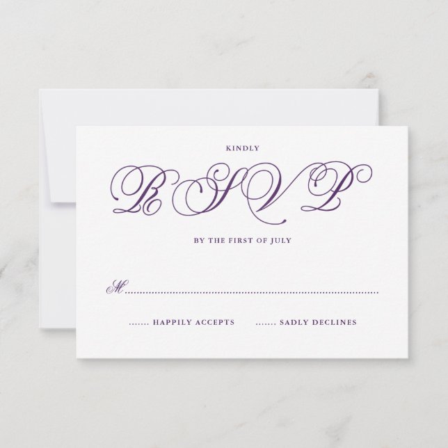 Messe Hochzeiten RSVP Karten für Royal Lila (Vorderseite)
