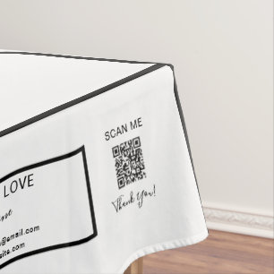 Messe Schwarz Weiß 52 x 70 QR-Code Streifen Tischdecke
