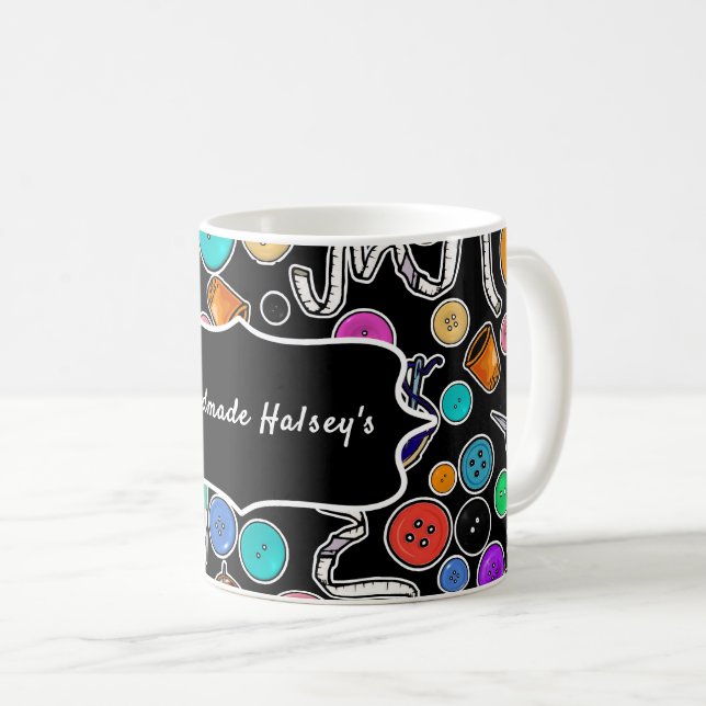 Messen Sie zweimal schneiden, wenn die Nählieferan Kaffeetasse (VorderseiteRechts)