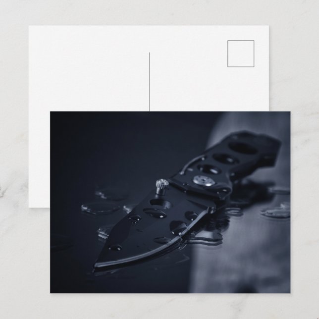 Messer auf schwarz postkarte (Vorne/Hinten)