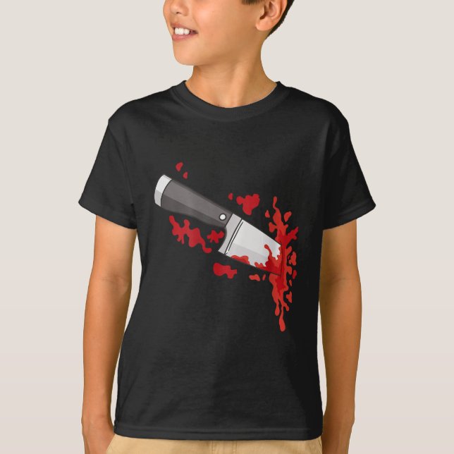 Messer im CK Halloween-Murder-Kostümmesser in T-Shirt (Vorderseite)