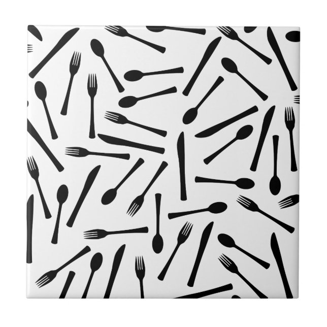 Messergabel und Spoon Hintergrund Fliese (Vorderseite)