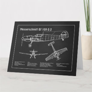Messerschmitt Bf 109 - Flugzeug-Blueprint PD Dankeskarte