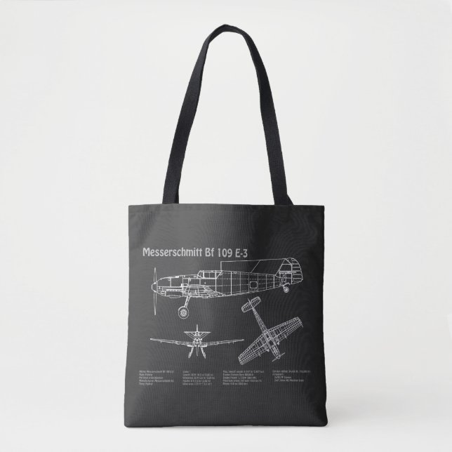 Messerschmitt Bf 109 - Flugzeug-Blueprint PD Tasche (Vorderseite)