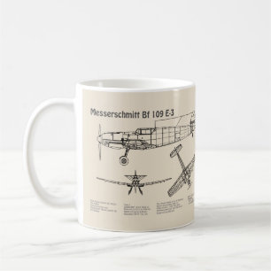 Messerschmitt Bf 109 - Flugzeug Blueprint SD Kaffeetasse