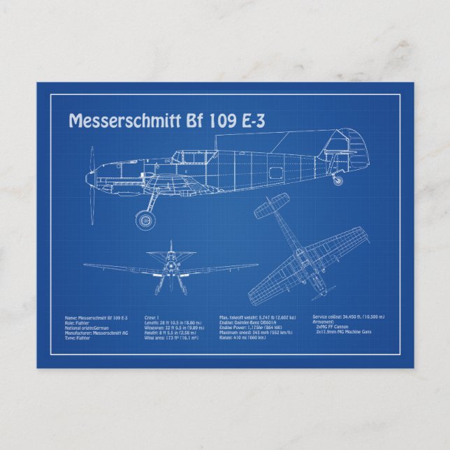 Messerschmitt Bf 109 - Flugzeugkonzept AD Postkarte (Vorderseite)