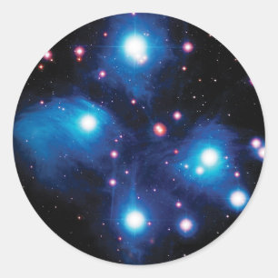 Messier 45 Pleiades Star Cluster NASA Space Foto Runder Aufkleber