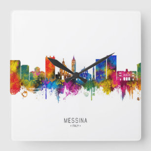 Messina Italien Skyline Quadratische Wanduhr