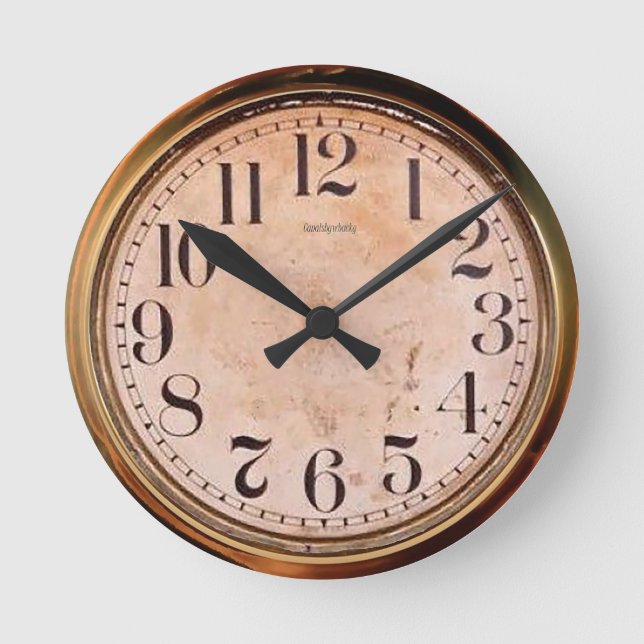 Messingeffekt-Uhr Runde Wanduhr (Vorderseite)