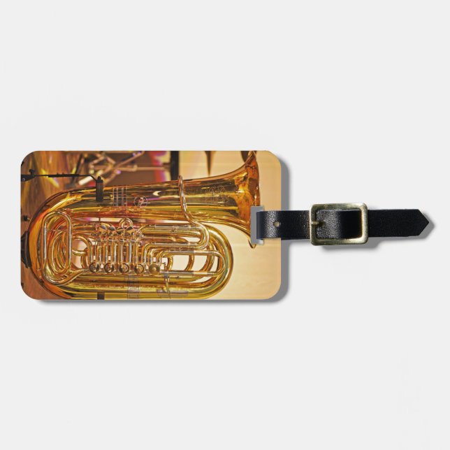 Messinginstrument Tuba Gepäckanhänger (Vorderseite horizontal)