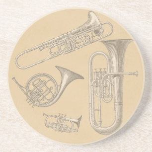 Messinginstrument-Vintage Zeichnungen Untersetzer