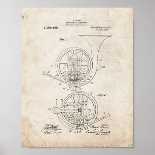 Messingmusikinstrument-Patent - alter Blick Poster