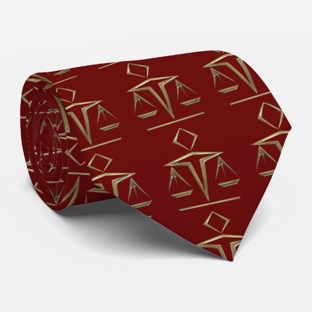Messingskala der Gerechtigkeit auf Rosewood Red Krawatte (Gerollt)