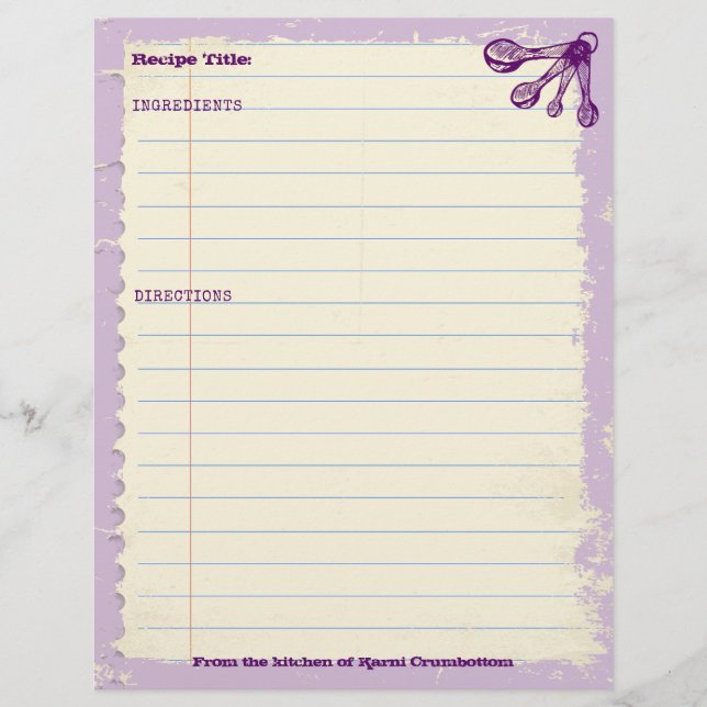 Messlöffel Backbäckerei personalisiertes Rezept (Vorderseite)