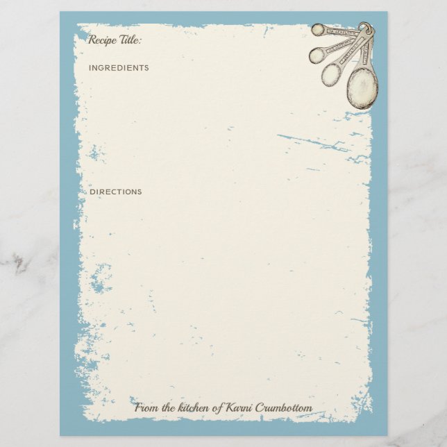 Messlöffel Backbäckerei personalisiertes Rezept (Vorderseite)