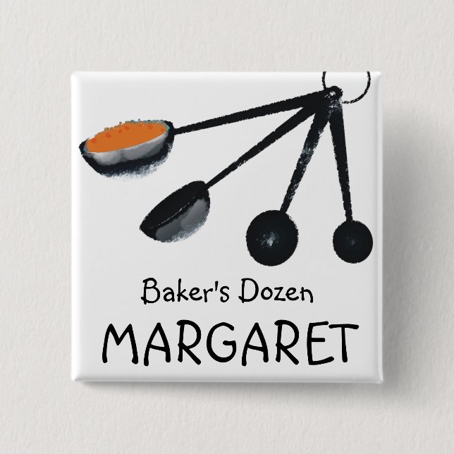 Messlöffelgewürze, die Backen-Namensschild kochen Button (Vorderseite)