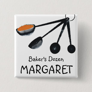 Messlöffelgewürze, die Backen-Namensschild kochen Button
