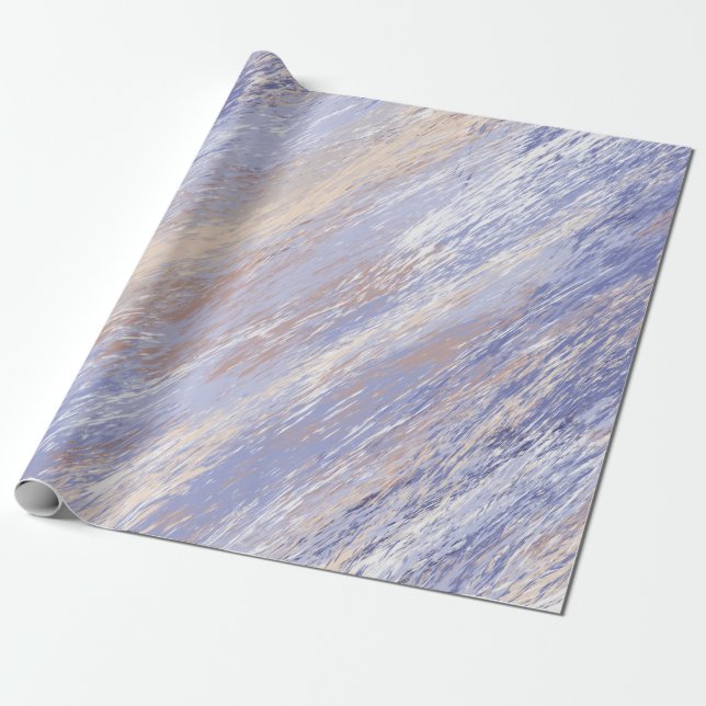 Messy Abstrakt Blue und Beige Paint Strokes Geschenkpapier (Ungerollt)