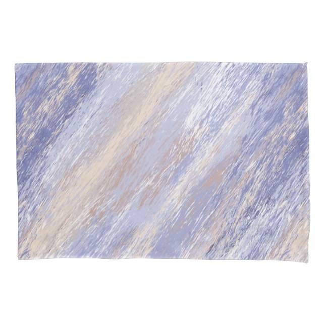 Messy Abstrakt Blue und Beige Paint Strokes Kissenbezug (Vorderseite)