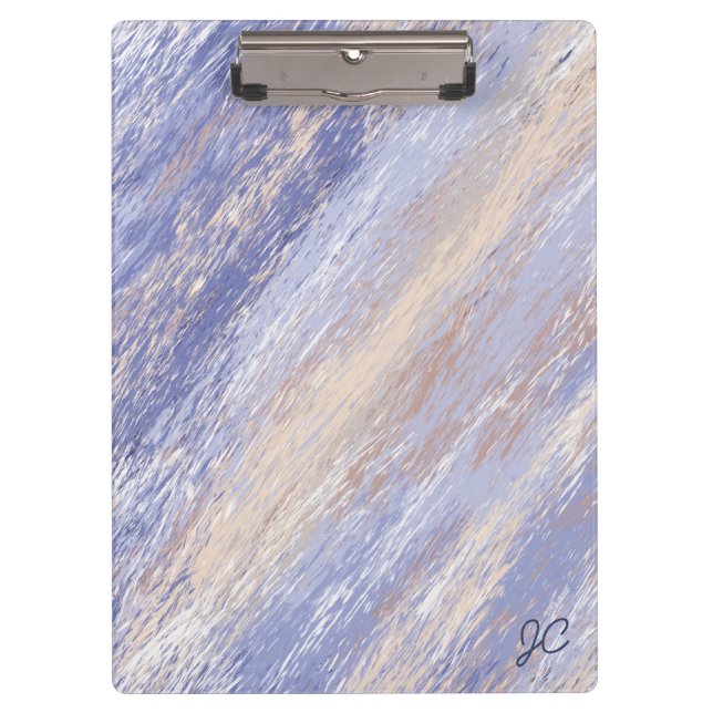 Messy Abstrakt Blue und Beige Paint Strokes Klemmbrett (Vorderseite)