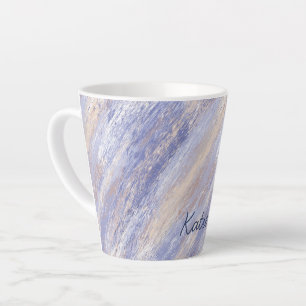 Messy Abstrakt Blue und Beige Paint Strokes Milchtasse