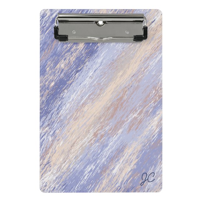 Messy Abstrakt Blue und Beige Paint Strokes Mini Klemmbrett (Vorderseite)