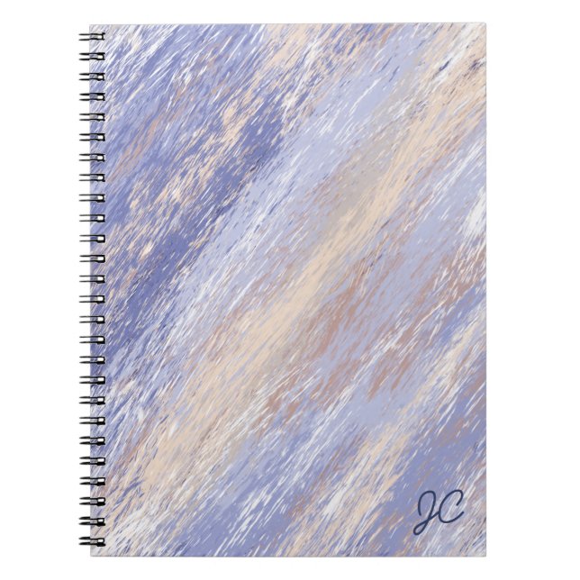 Messy Abstrakt Blue und Beige Paint Strokes Notizblock (Vorderseite)
