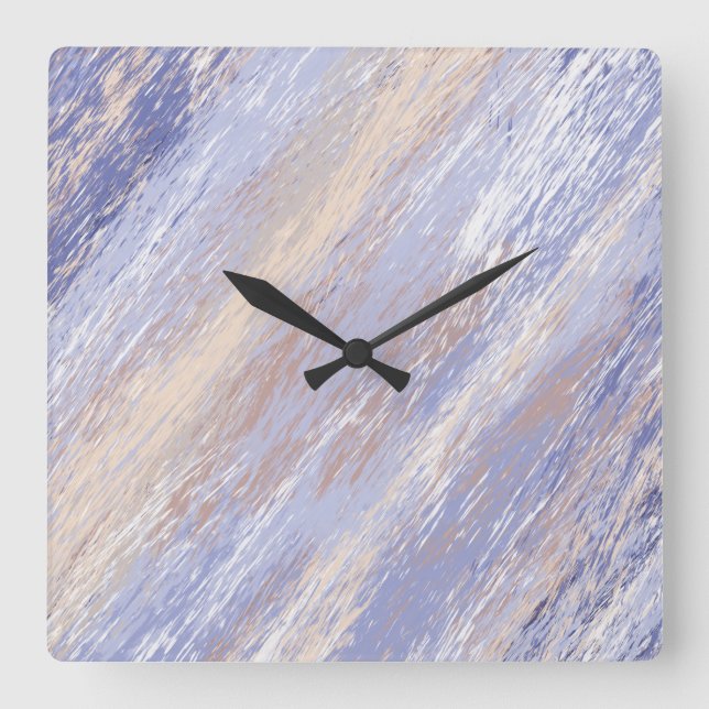 Messy Abstrakt Blue und Beige Paint Strokes Quadratische Wanduhr (Vorderseite)