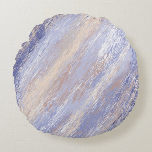 Messy Abstrakt Blue und Beige Paint Strokes Rundes Kissen