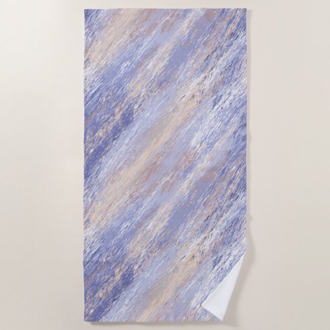 Messy Abstrakt Blue und Beige Paint Strokes Strandtuch (Vorderseite)