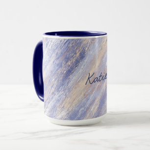 Messy Abstrakt Blue und Beige Paint Strokes Tasse