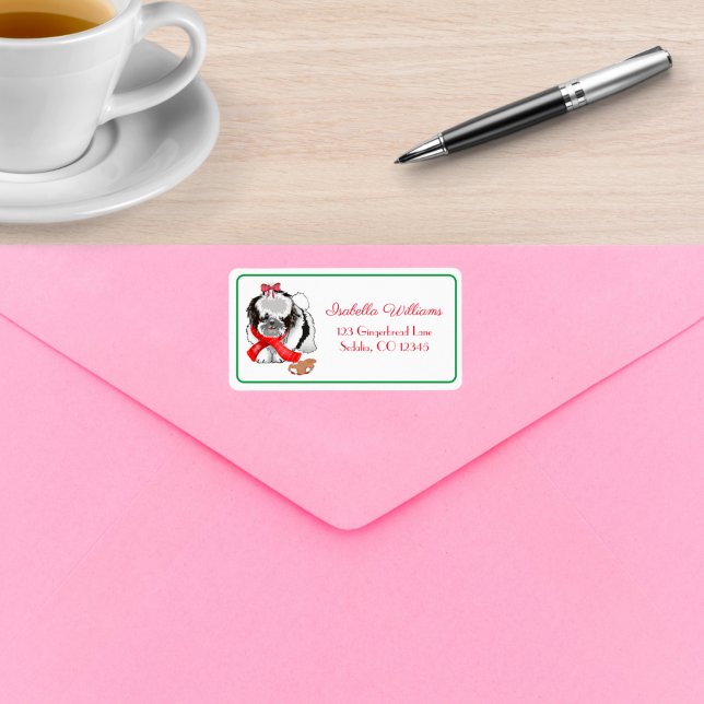 Messy & Adorable Shih Tzu mit Lebkuchenspielzeug Adressaufkleber (Von Creator hochgeladen)