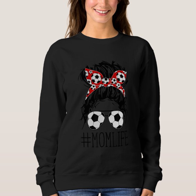 Messy Bun Bandana Haare Tragen Fußball Sonnenbrill Sweatshirt (Vorderseite)