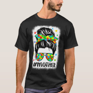 Messy Bun Bandana Mutter Unterstützende Autismus F T-Shirt