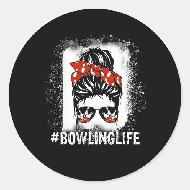 Messy Bun Bleach Bowling Life - Frauen und Kinder Runder Aufkleber (Vorderseite)
