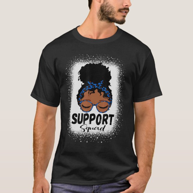 Messy Bun Blue Diabetes Typ 1 Sensibilisierungsdie T-Shirt (Vorderseite)