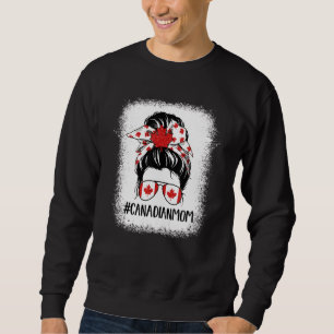 Messy Bun Canadian Mama Happy Canada Day Flag 1th  Sweatshirt